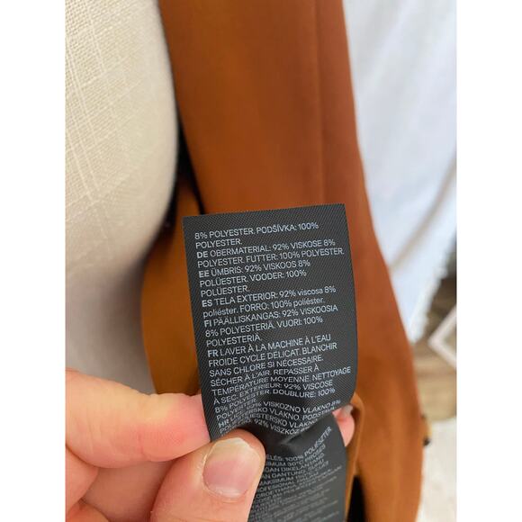 H&M Double Breasted Brown Lightweight Blazer Size 10 - Picture 6 of 11
